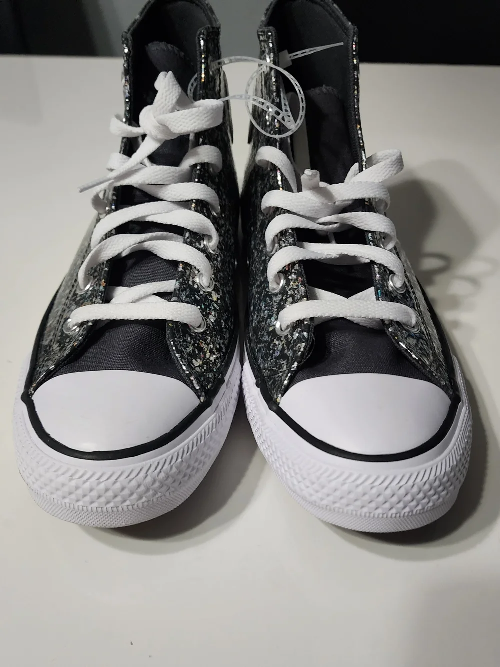 Converse Youth High Top Sneakers in Black with Glitter